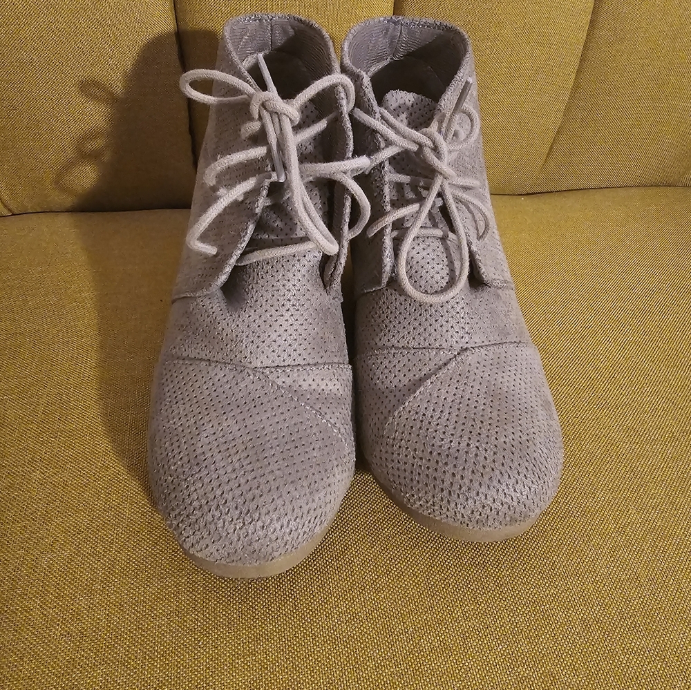 Gray Lace-Up Ankle Boots